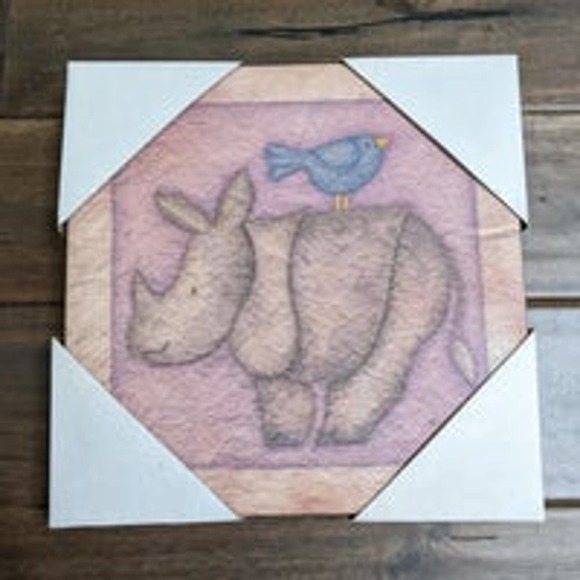New rhino by beth Logan canvas art wall frame home decor BIRD BIRDIE - Picture 1 of 5